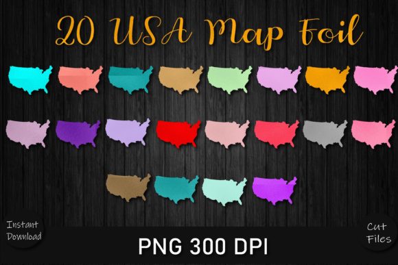 20 USA MAP Foil PNG Bundle – A Versatile Digital Asset for Creative Projects