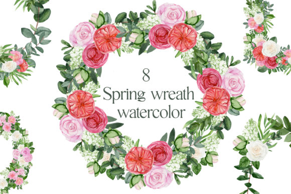 8 Spring Wreath Watercolor Flower PNG: A Versatile Design Asset for Creative Projects