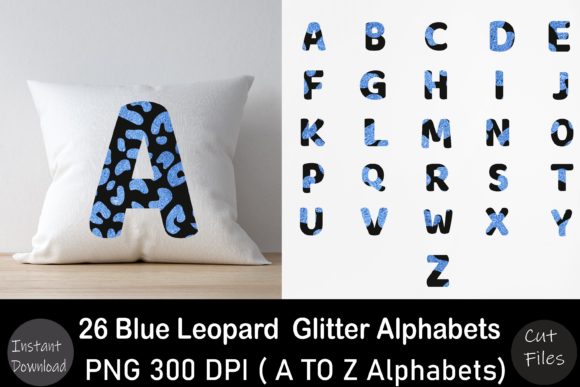 Blue Leopard Glitter Alphabet Set