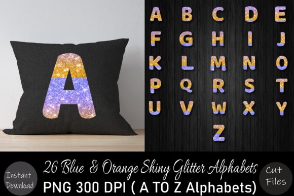 Blue Orange Glitter a to Z Alphabets Set: A Versatile Tool for Creative Projects