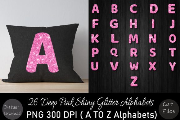 Deep Pink Glitter a to Z Alphabets Set for Creative Projects