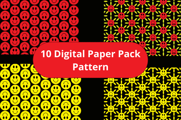 Digital Paper Pack GROOVY SMILEY Pattern