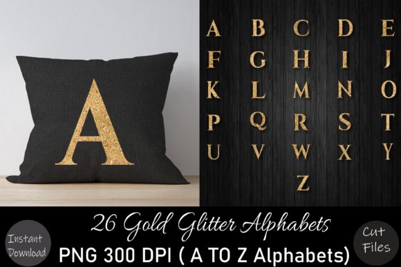 Gold Glitter a to Z Alphabets Set for Creative Projects