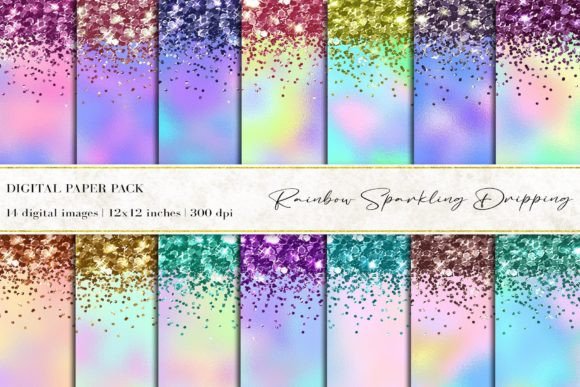 Rainbow Sparkling Dripping Digital Paper: A Versatile Asset for Creative and Professional Projects