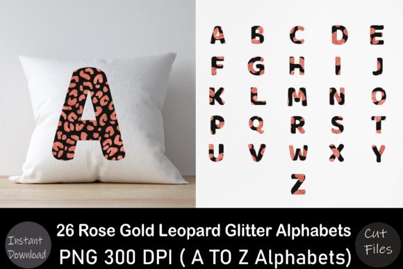 Rose Leopard Glitter A to Z Alphabet Set