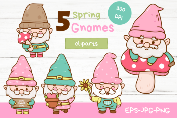Spring Gnome Sublimation Kawaii Clipart: A Versatile Digital Asset for Creative Projects